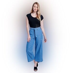 Seven7 Women’s Wide Leg Stripped Belted Pants in Mystical Size 14